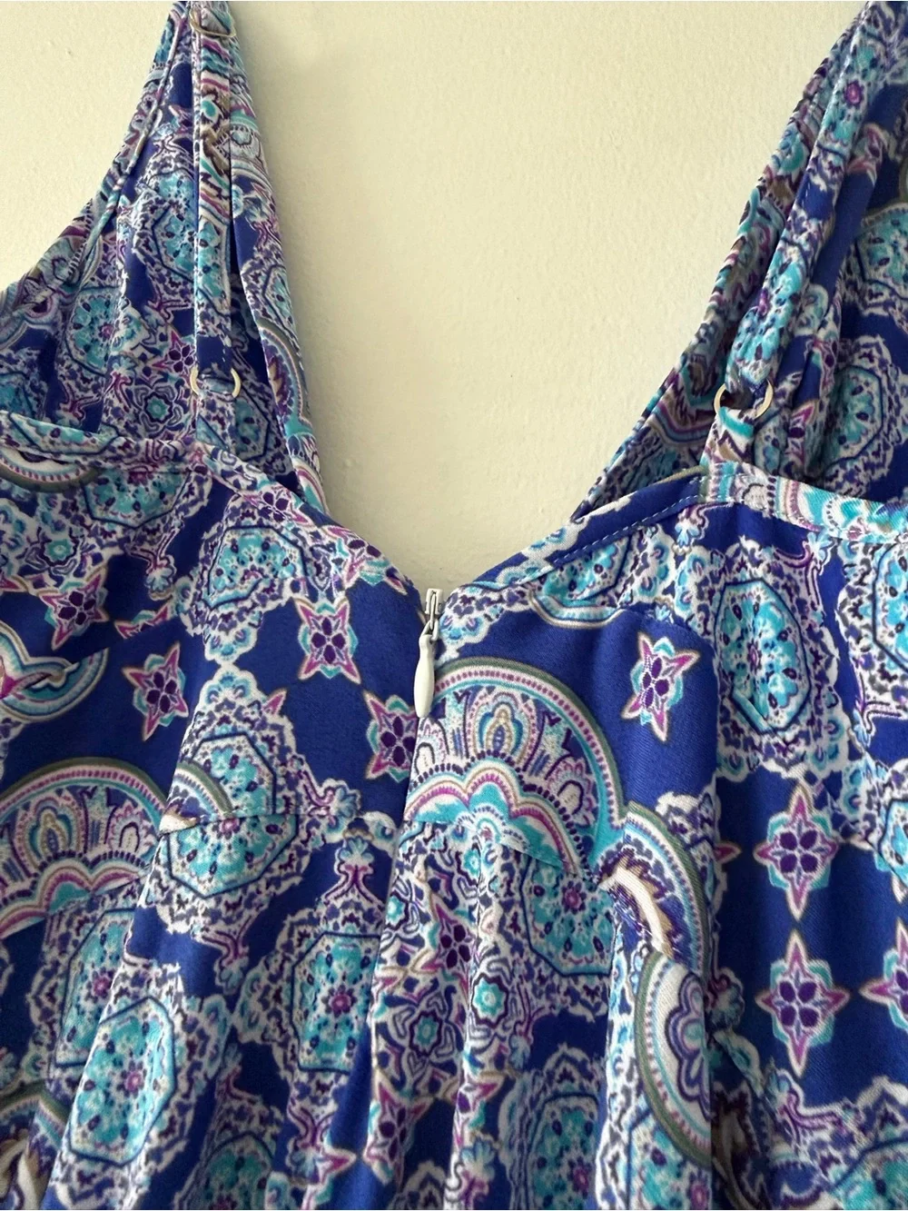 Lucy Love Slay Dress Small Blue Purple Paisley Mandala Medallion Mini NWT